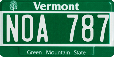 VT license plate NOA787