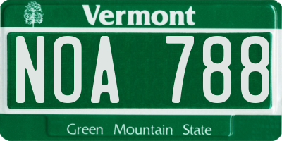 VT license plate NOA788
