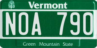 VT license plate NOA790