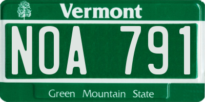VT license plate NOA791