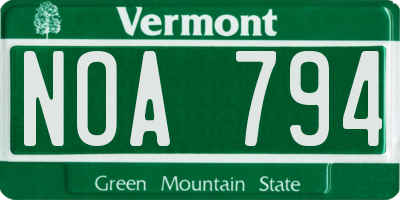 VT license plate NOA794