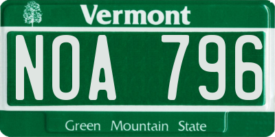 VT license plate NOA796