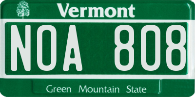 VT license plate NOA808