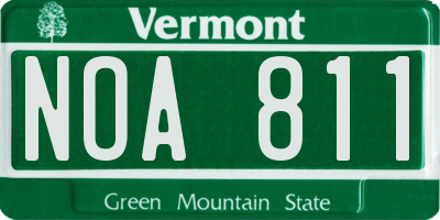 VT license plate NOA811