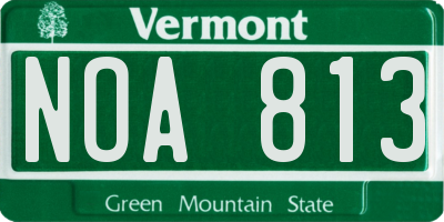 VT license plate NOA813