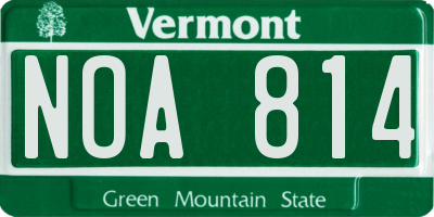 VT license plate NOA814