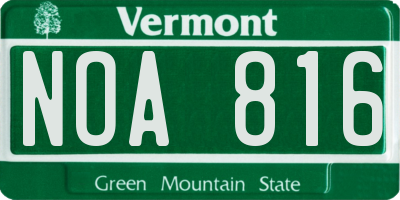 VT license plate NOA816