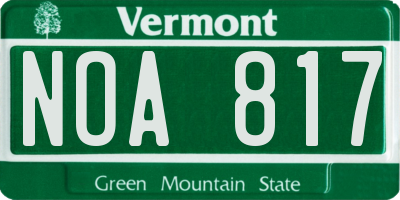 VT license plate NOA817