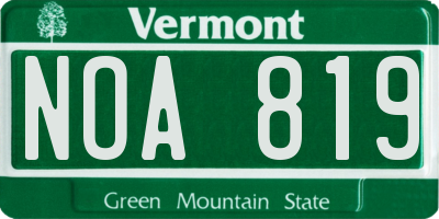 VT license plate NOA819