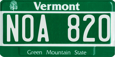 VT license plate NOA820