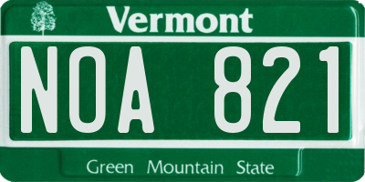 VT license plate NOA821