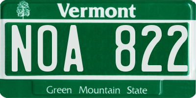 VT license plate NOA822