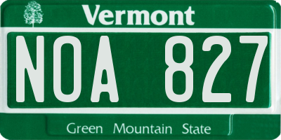 VT license plate NOA827