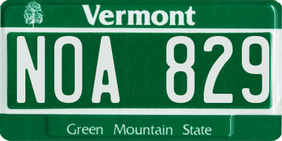VT license plate NOA829