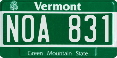 VT license plate NOA831