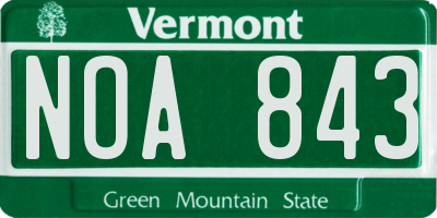 VT license plate NOA843