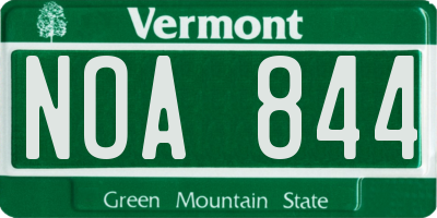 VT license plate NOA844