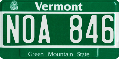 VT license plate NOA846