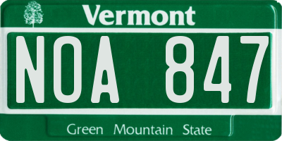 VT license plate NOA847