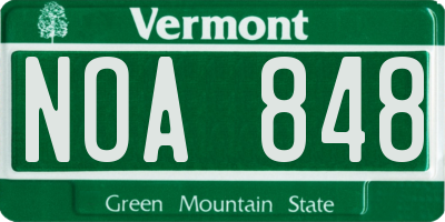 VT license plate NOA848