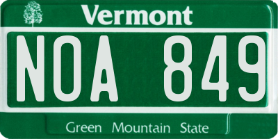 VT license plate NOA849