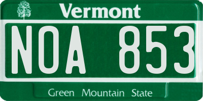 VT license plate NOA853