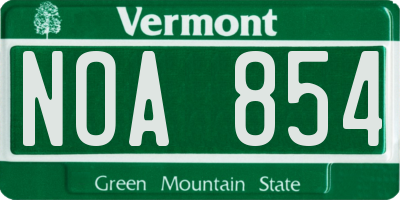 VT license plate NOA854