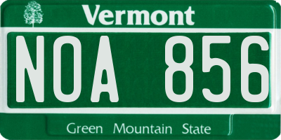 VT license plate NOA856
