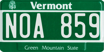 VT license plate NOA859