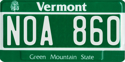 VT license plate NOA860
