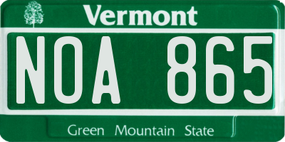 VT license plate NOA865