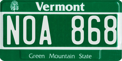VT license plate NOA868
