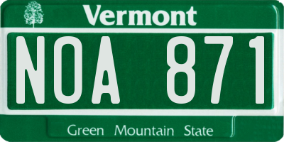 VT license plate NOA871