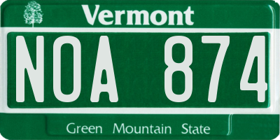 VT license plate NOA874