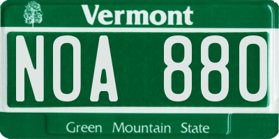 VT license plate NOA880