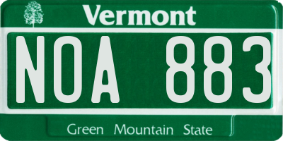 VT license plate NOA883