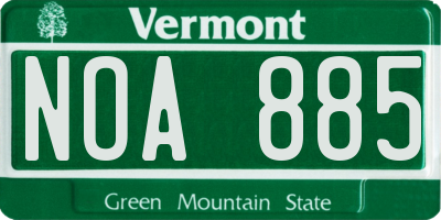 VT license plate NOA885