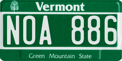 VT license plate NOA886