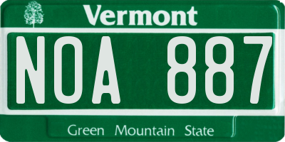 VT license plate NOA887