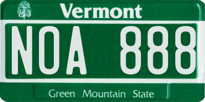 VT license plate NOA888