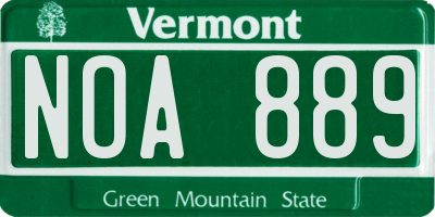 VT license plate NOA889