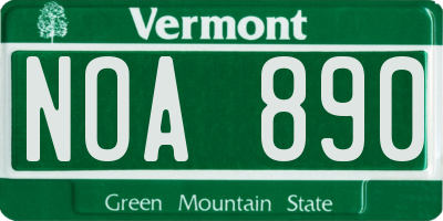 VT license plate NOA890