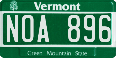 VT license plate NOA896