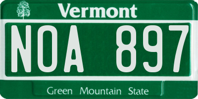 VT license plate NOA897