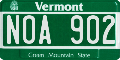 VT license plate NOA902