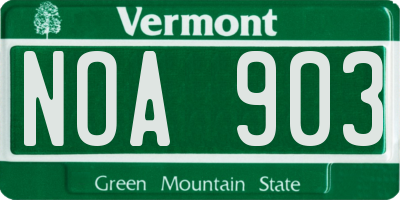 VT license plate NOA903