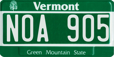 VT license plate NOA905