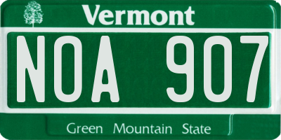 VT license plate NOA907