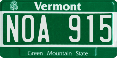 VT license plate NOA915