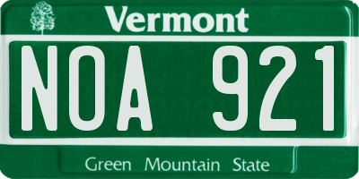 VT license plate NOA921